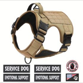Hiphoppet US Local Tactical Service Dog Harness Vest Adjustable Reflective No Pulling Large Dog Harness With Metal Buckle (Option: Tan-XL)