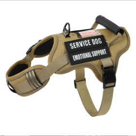 USLOCAL Tactical Service Dog Harness With Control Handle No Pulling Adjustable Reflective Pet Vest Harness Easy Walking Training (Option: Linen-M)