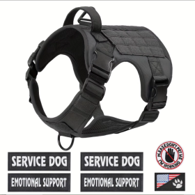 Hiphoppet US Local Tactical Service Dog Harness Vest Adjustable Reflective No Pulling Large Dog Harness With Metal Buckle (Option: Black-XL)